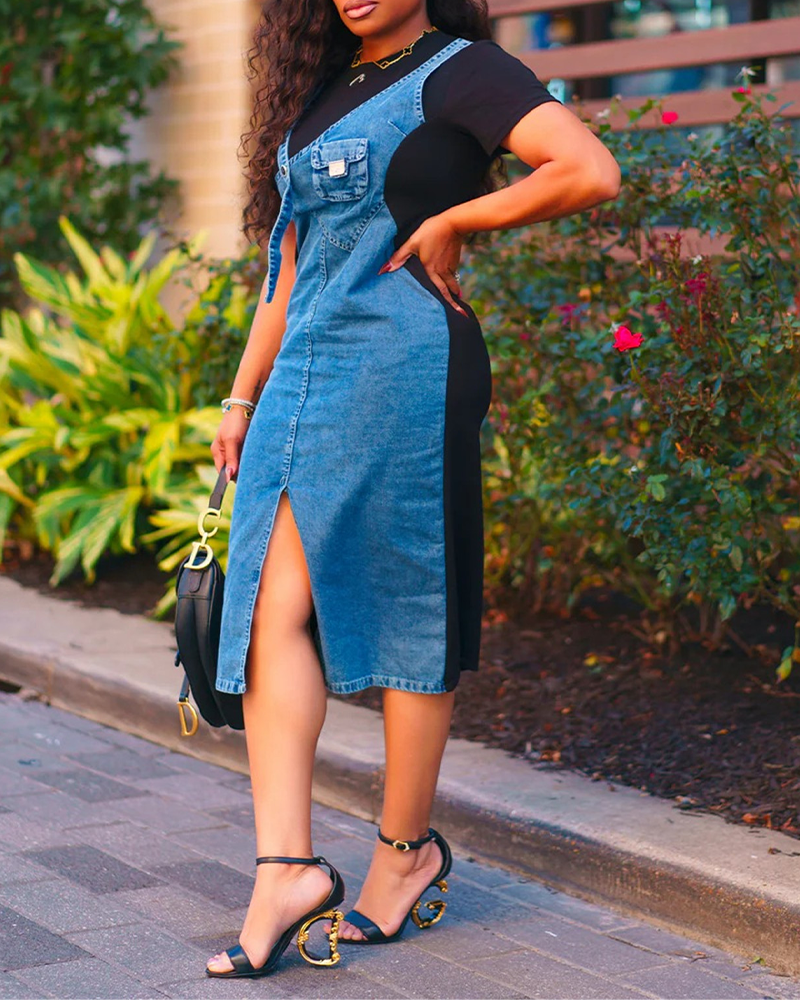 Spliced Slit Dress