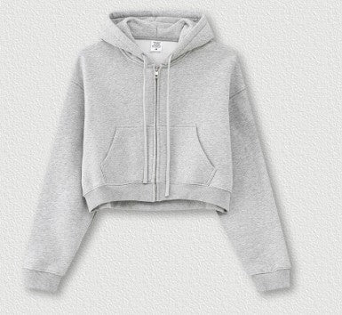 Conjunto deportivo de dos piezas de marca con abrigo corto y cremallera de otoño para hombre y mujer.