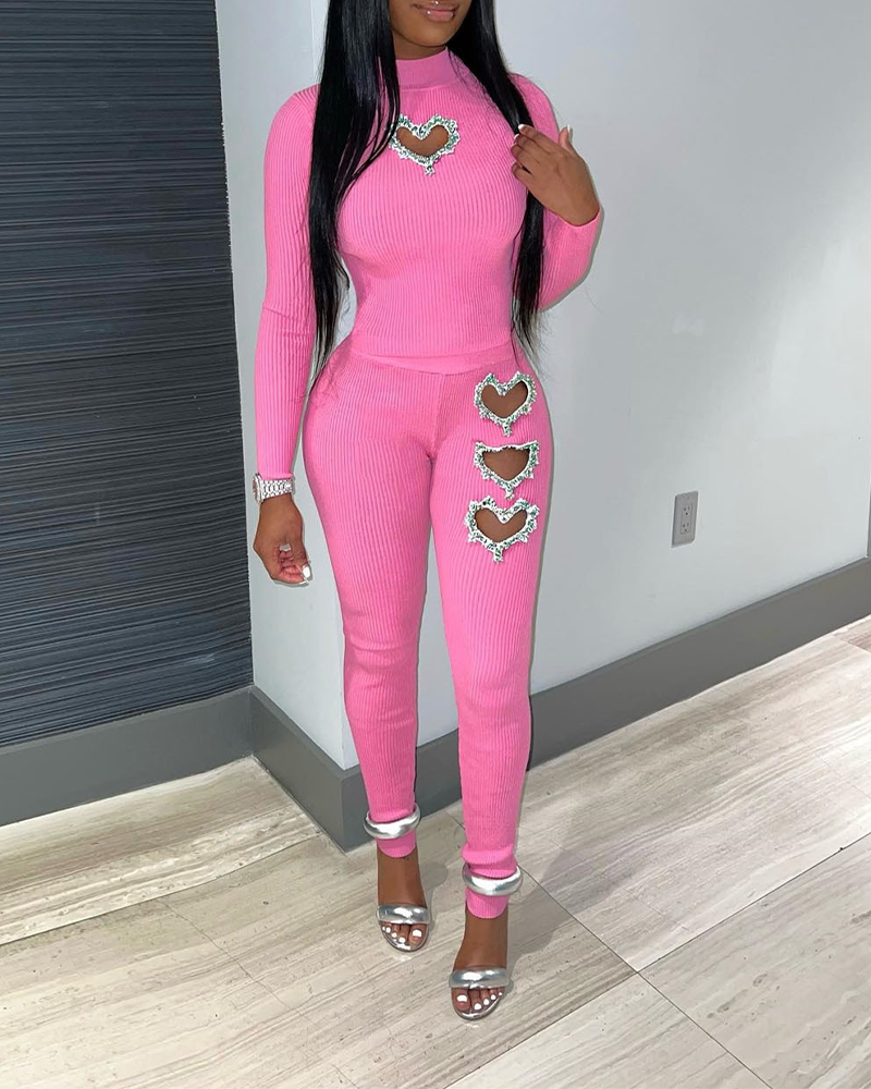 Decorative Hollow Slim Pants Suit