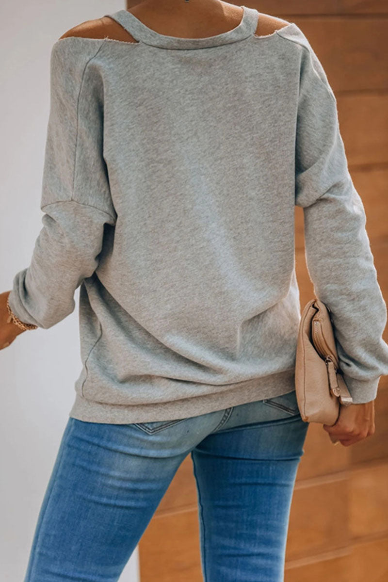 Tops casuales de moda con cuello en V y parches sólidos