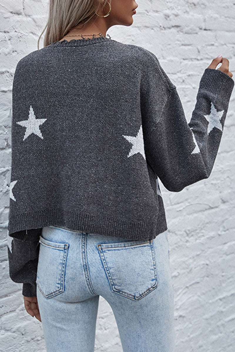 Tops con cuello en V dividido y estampado urbano de moda