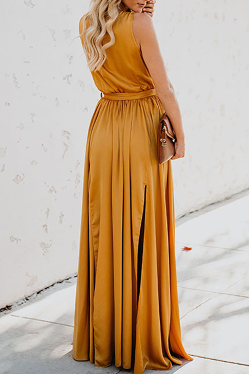 Vestidos casuales bohemios de corte alto con cinturón y escote en V (3 colores)