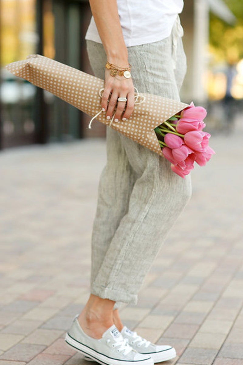 Pantalones rectos de cintura media, holgados, lisos e informales a la moda (4 colores)