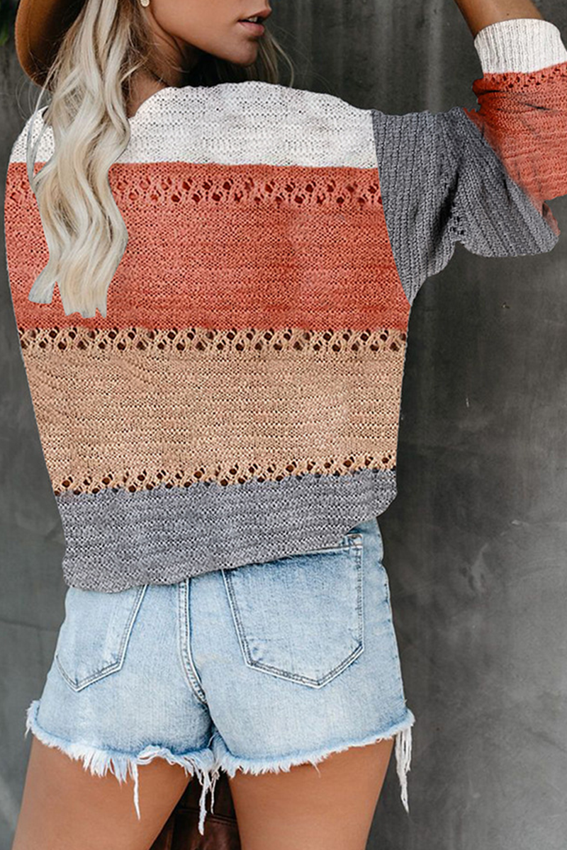 Tops de cuello en V ahuecados con bultos de color de moda callejera