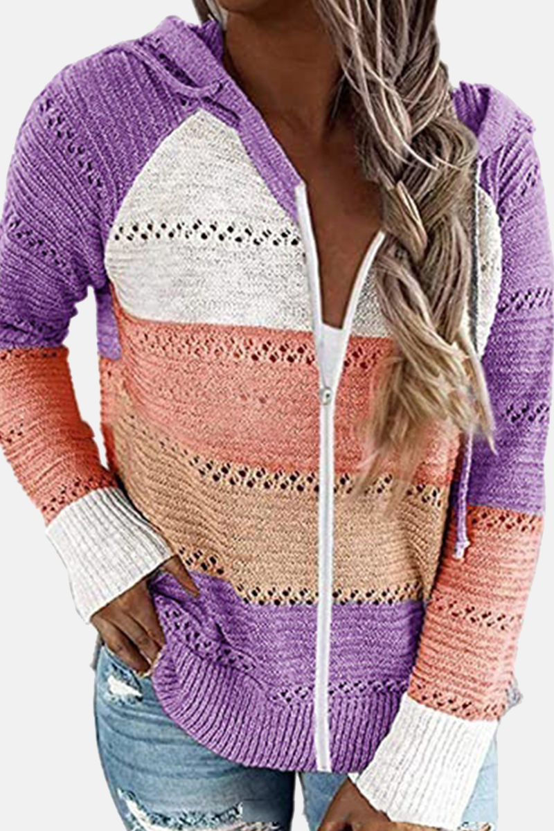 Sudadera con capucha y cuello con cremallera en color urbano (10 colores)