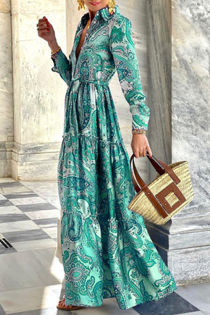 Vestidos de corte A con cuello tipo polo, hebilla y patchwork con estampado urbano (3 colores)