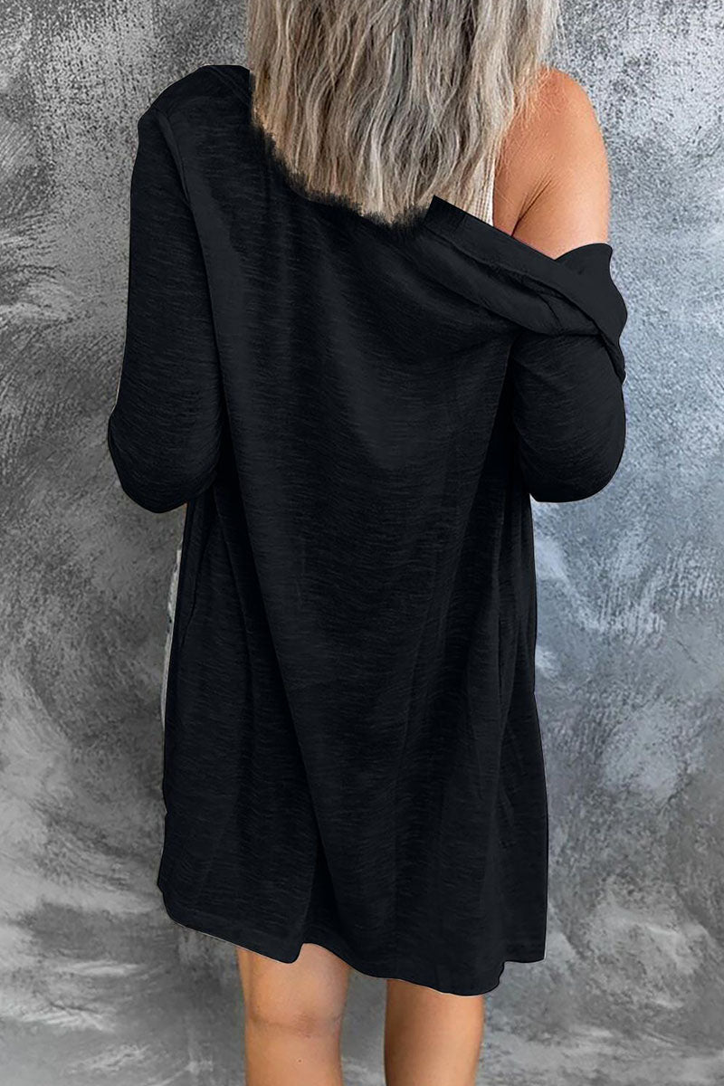 Tops casuales de moda con cuello en V y parches sólidos