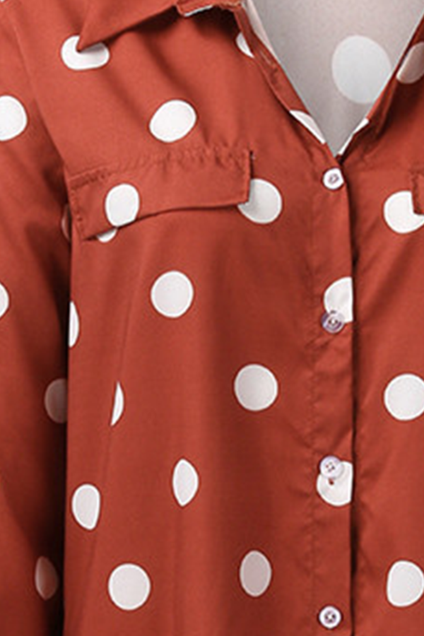 Vestido camisero informal con cuello vuelto, abertura y hebilla de lunares (sin cinturón) (4 colores)