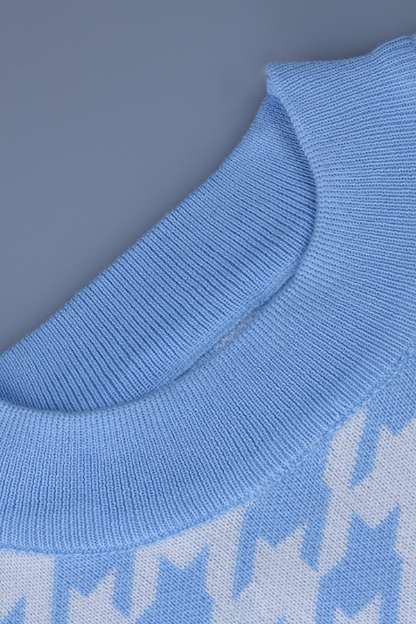 Suéter de cuello redondo con contraste de patchwork geométrico de moda urbana (3 colores)