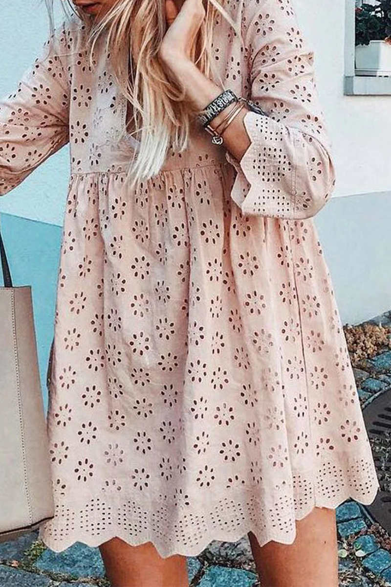 Vestidos casuales de falda pastel con cuello en V y patchwork liso