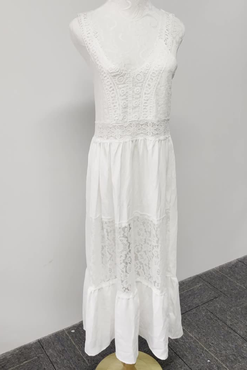 Vestidos sexis de encaje liso con tirantes finos y falda pastel