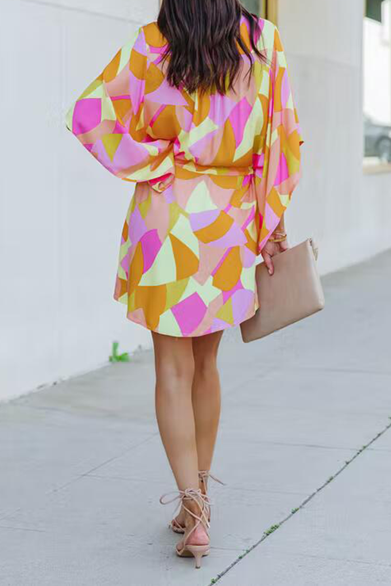 Vestidos rectos con cuello en V y estampado casual (5 colores)