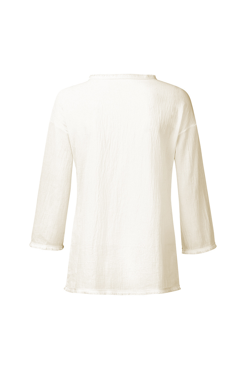 Tops casuales de cuello en U con parches sólidos (4 colores)