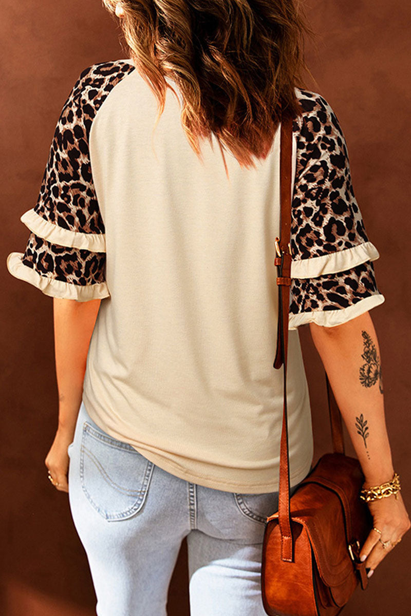 Camisetas informales con cuello redondo y estampado de leopardo (5 colores)