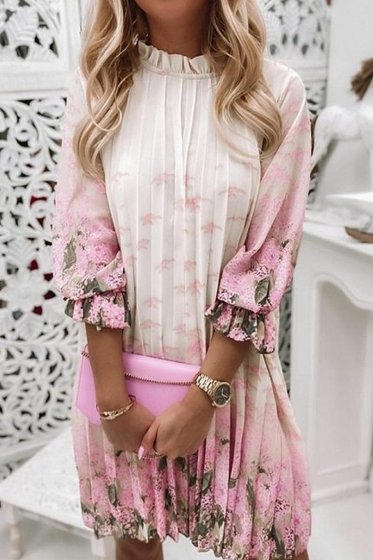 Vestidos rectos casuales con cuello redondo y estampado de patchwork (5 colores)