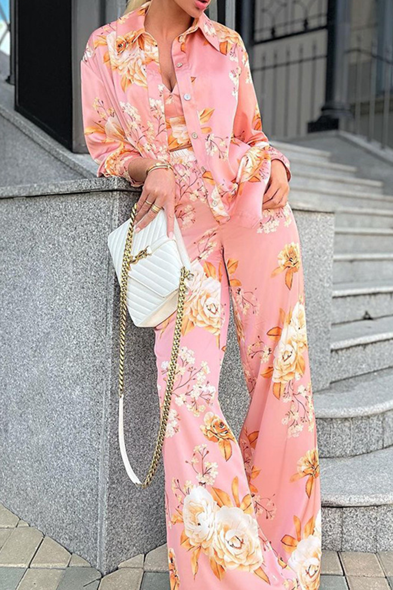 Conjunto de dos piezas de manga larga con cuello vuelto y estampado de patchwork a la moda