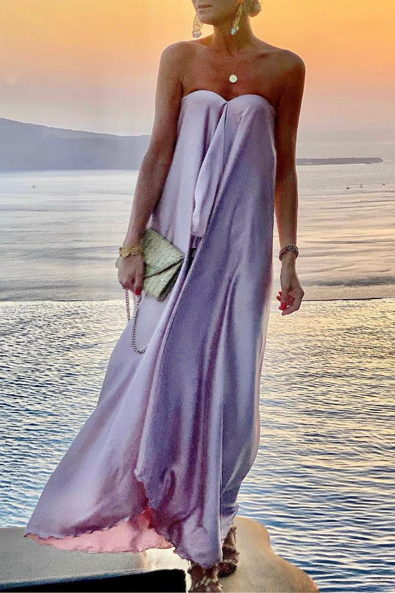 Vestidos rectos sin tirantes con parches lisos de moda (4 colores)