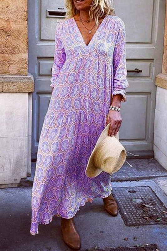 Vestidos rectos con cuello en V y estampado casual de patchwork (5 colores)