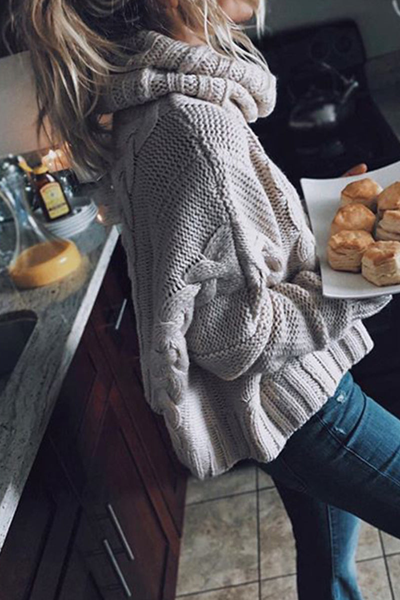 Suéteres casuales lisos con cuello de bufanda (3 colores)