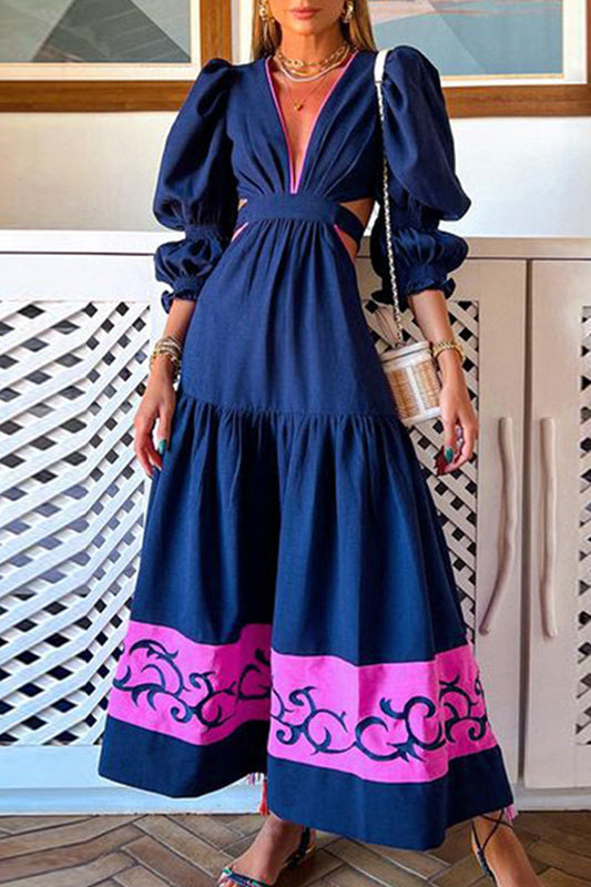 Vestidos elegantes de corte A en color liso con estampado (3 colores)