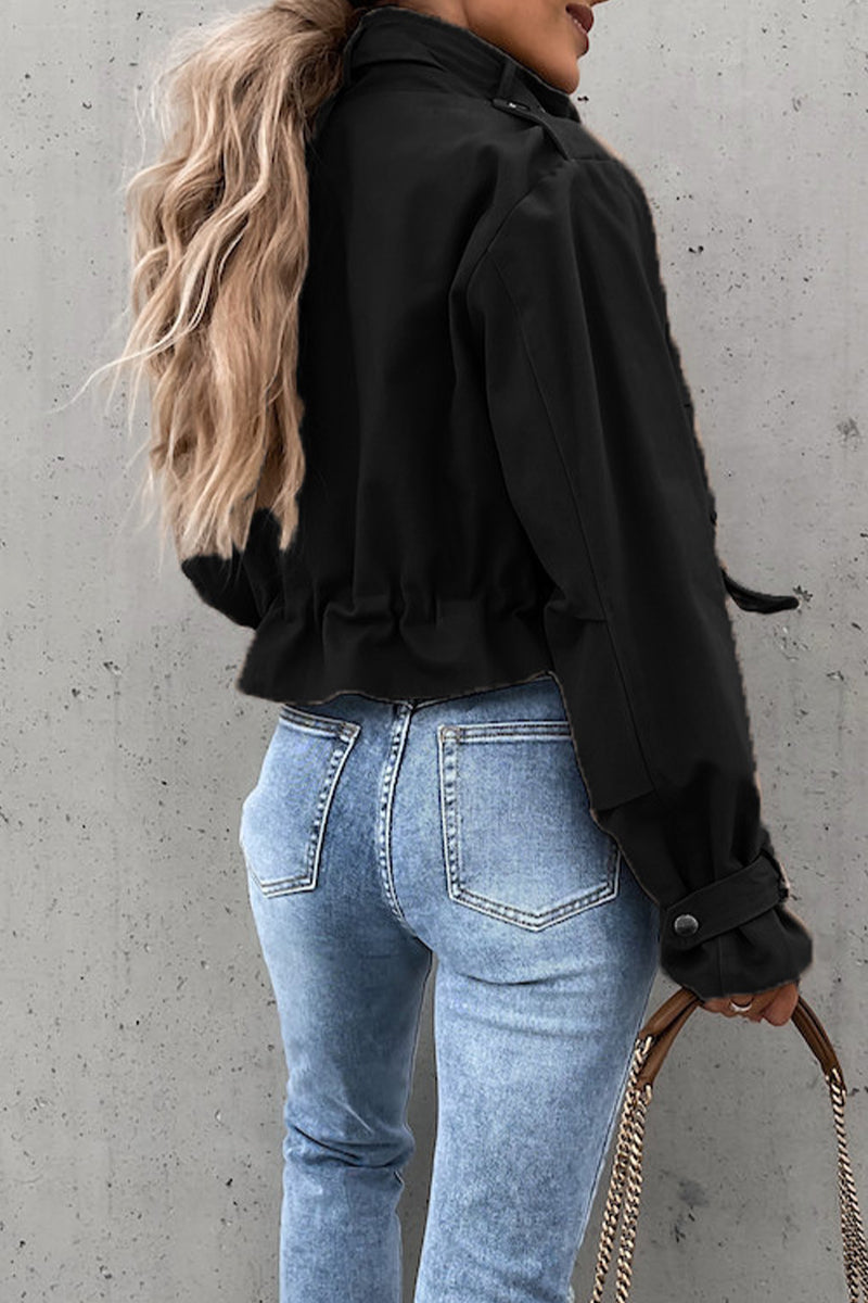 Prendas de abrigo de cuello redondo de color liso de calle