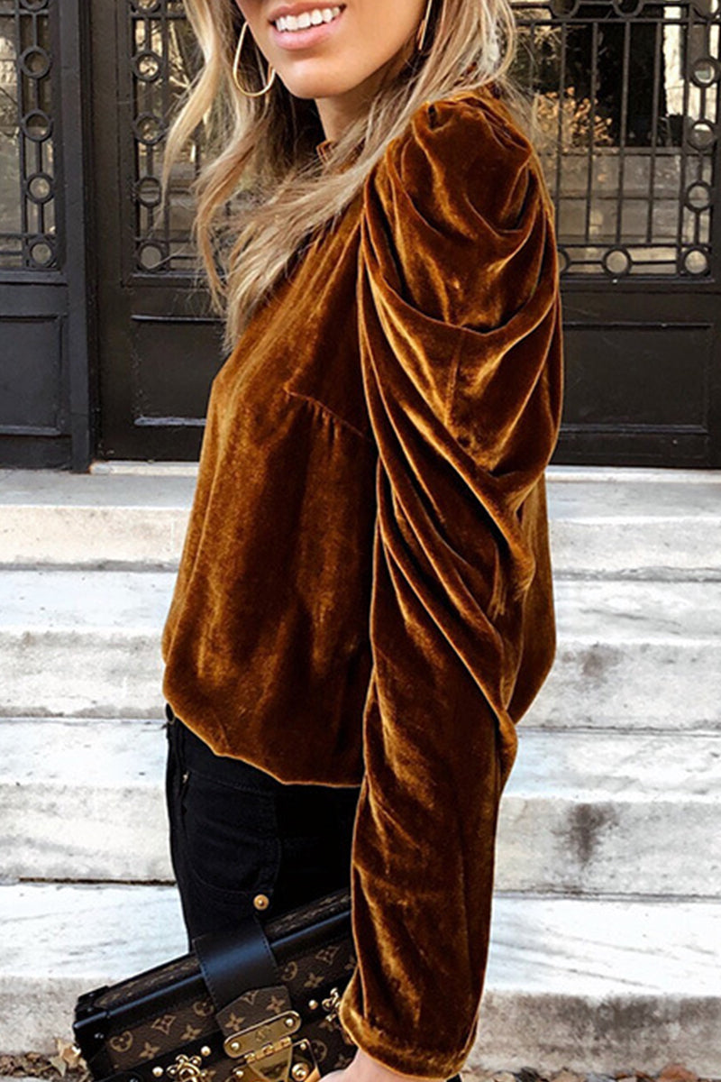 Tops casuales de cuello alto con orillo de fibra en colores lisos (5 colores)