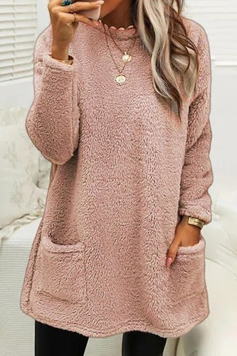 Camisetas de cuello redondo de color liso con bolsillo de calle (4 colores)