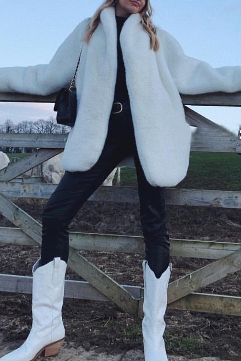 Prenda exterior de cuello tipo cárdigan de color liso sin cinturón