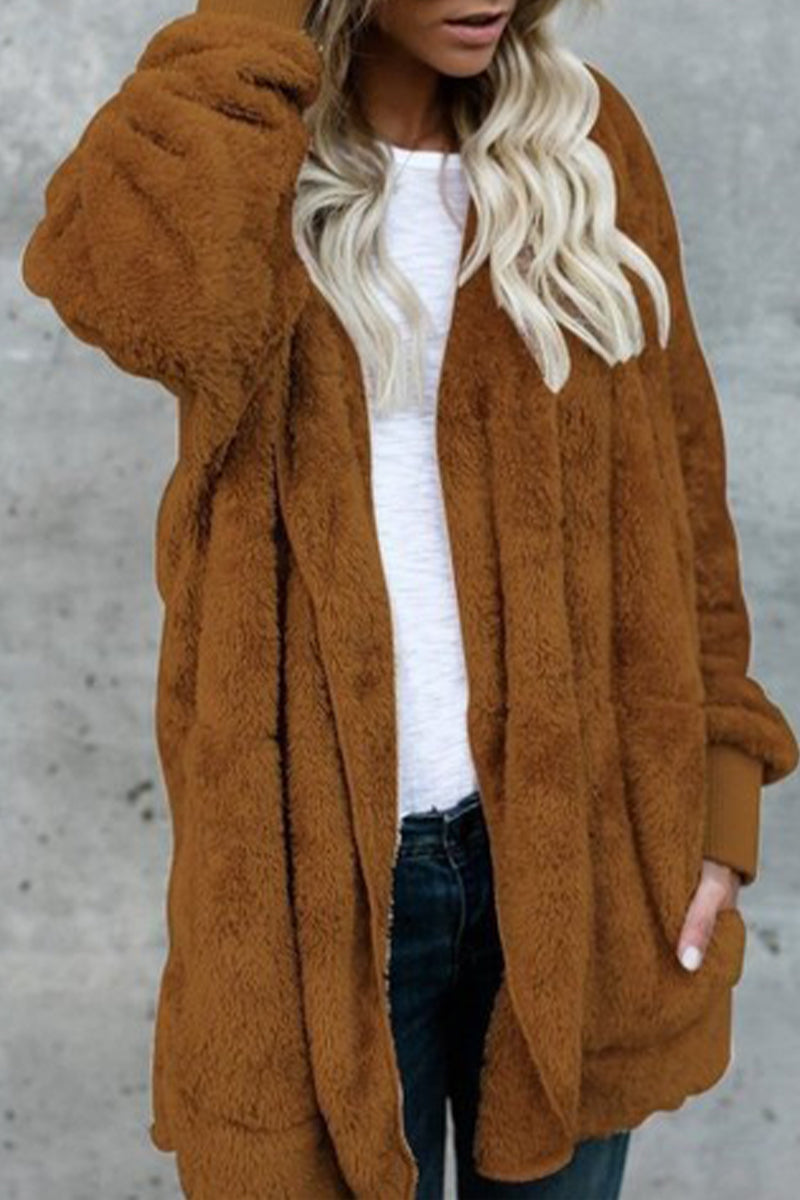 Prendas de abrigo con cuello tipo cárdigan y patchwork liso para trabajar