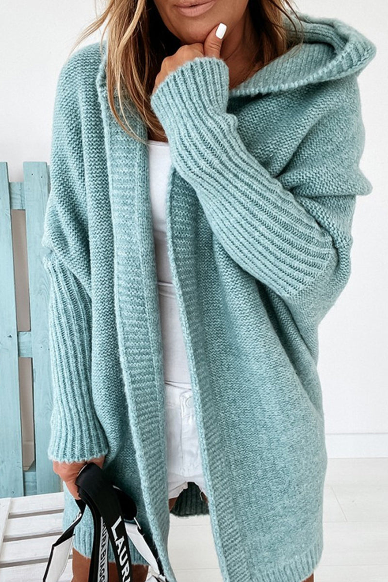 Cárdigan con capucha y cuello asimétrico de color liso (15 colores)