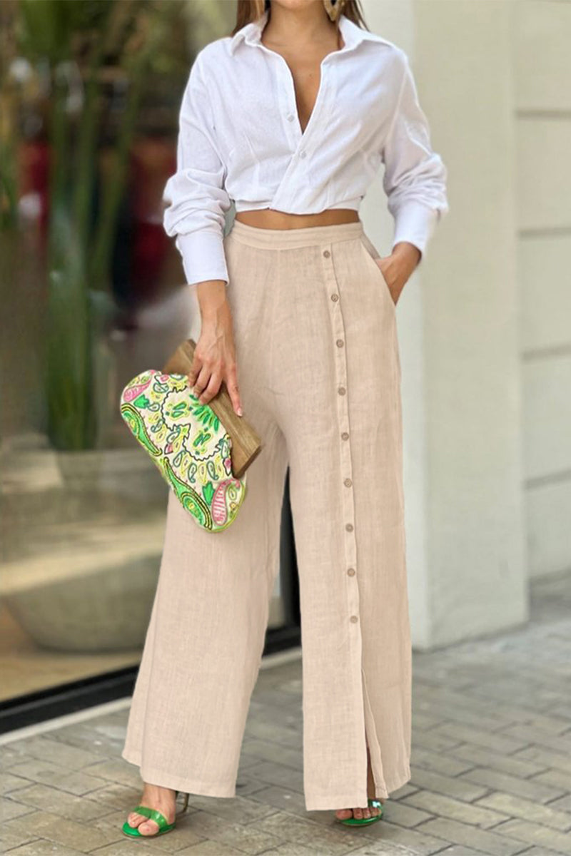 Conjunto de dos piezas de manga larga con cuello vuelto y color liso para calle