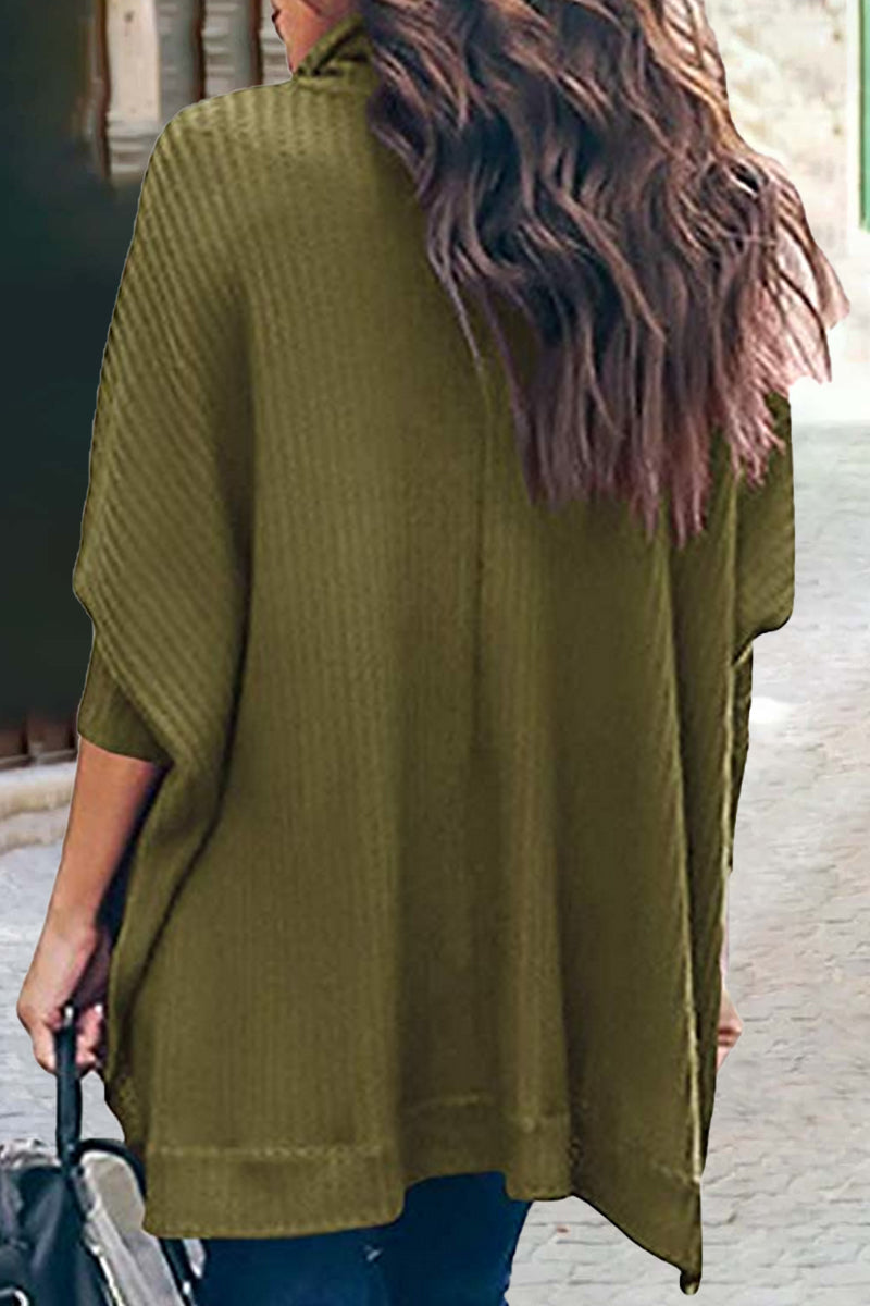 Tops casuales de cuello alto de color sólido