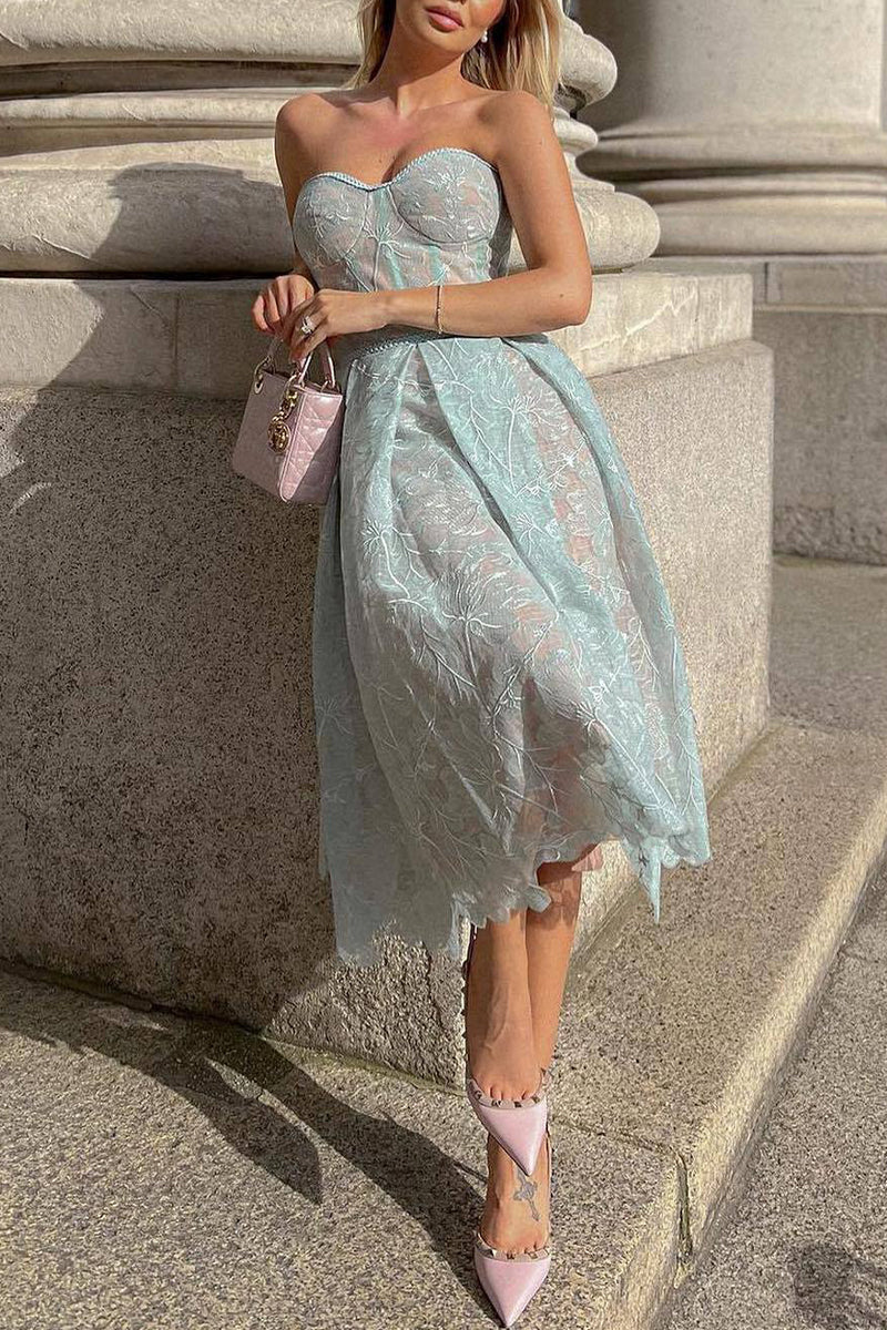 Vestidos de vestido irregular sin tirantes con estampado de patchwork