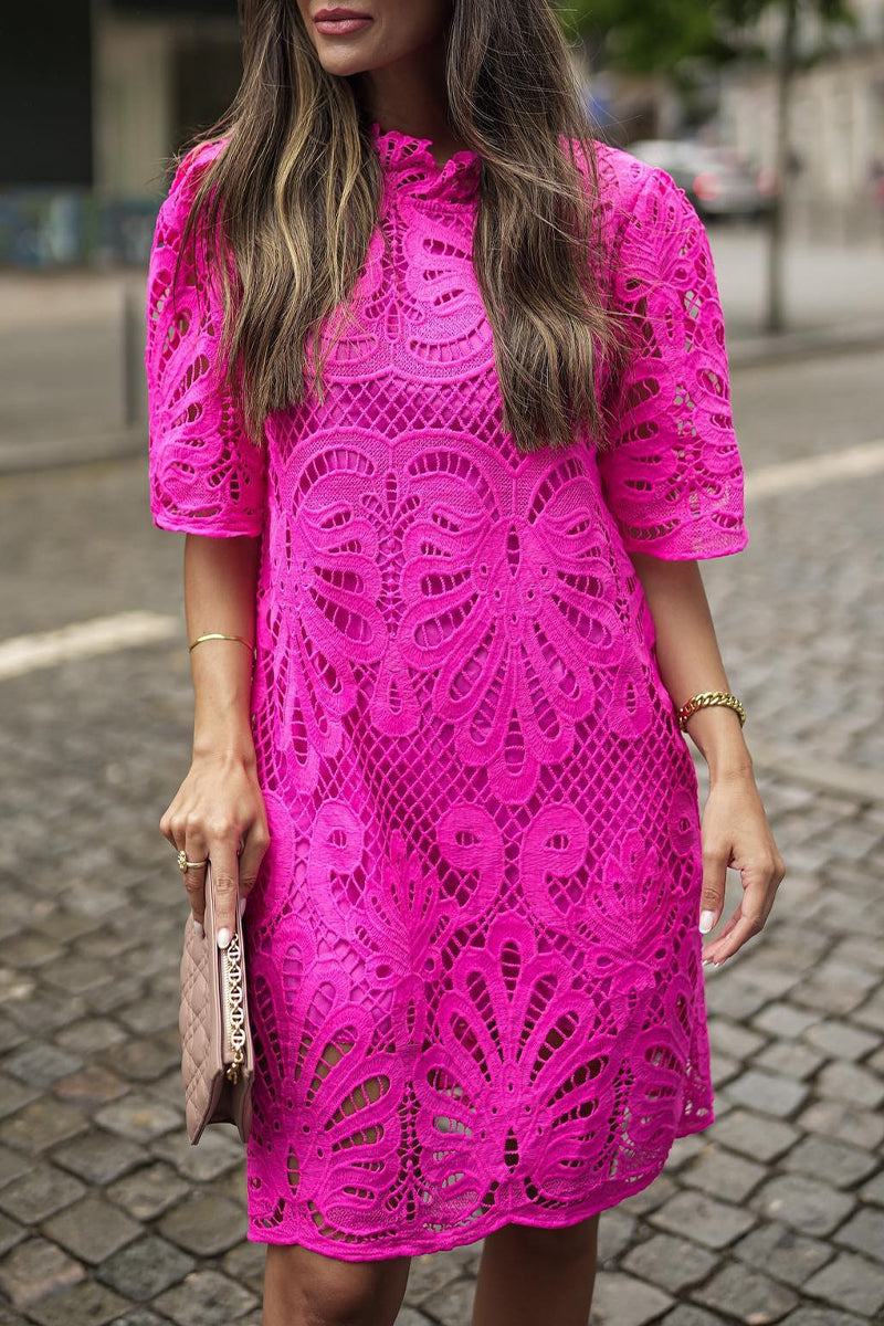 Elegante vestido de cuello alto con cremallera en color liso (4 colores)