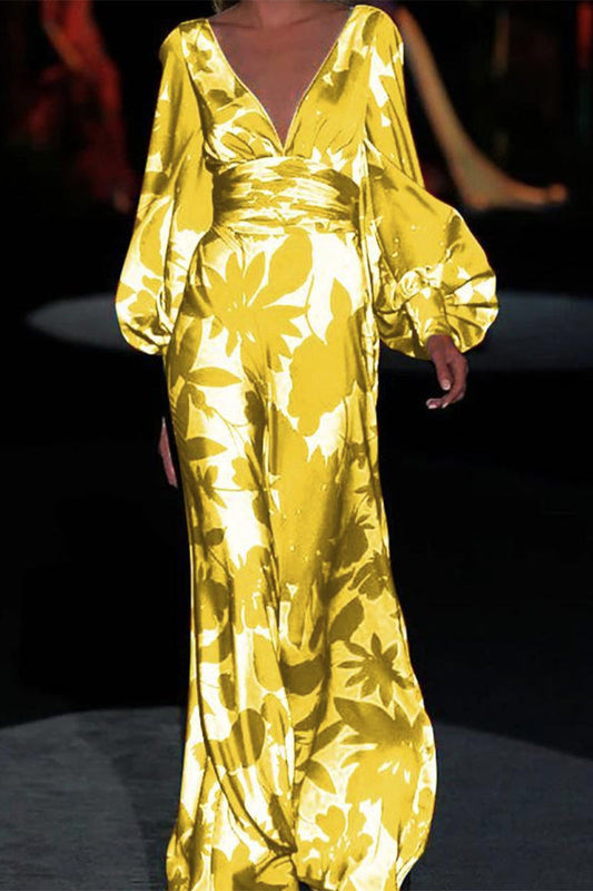 Elegante vestido con estampado de pastel y cuello en V (4 colores)