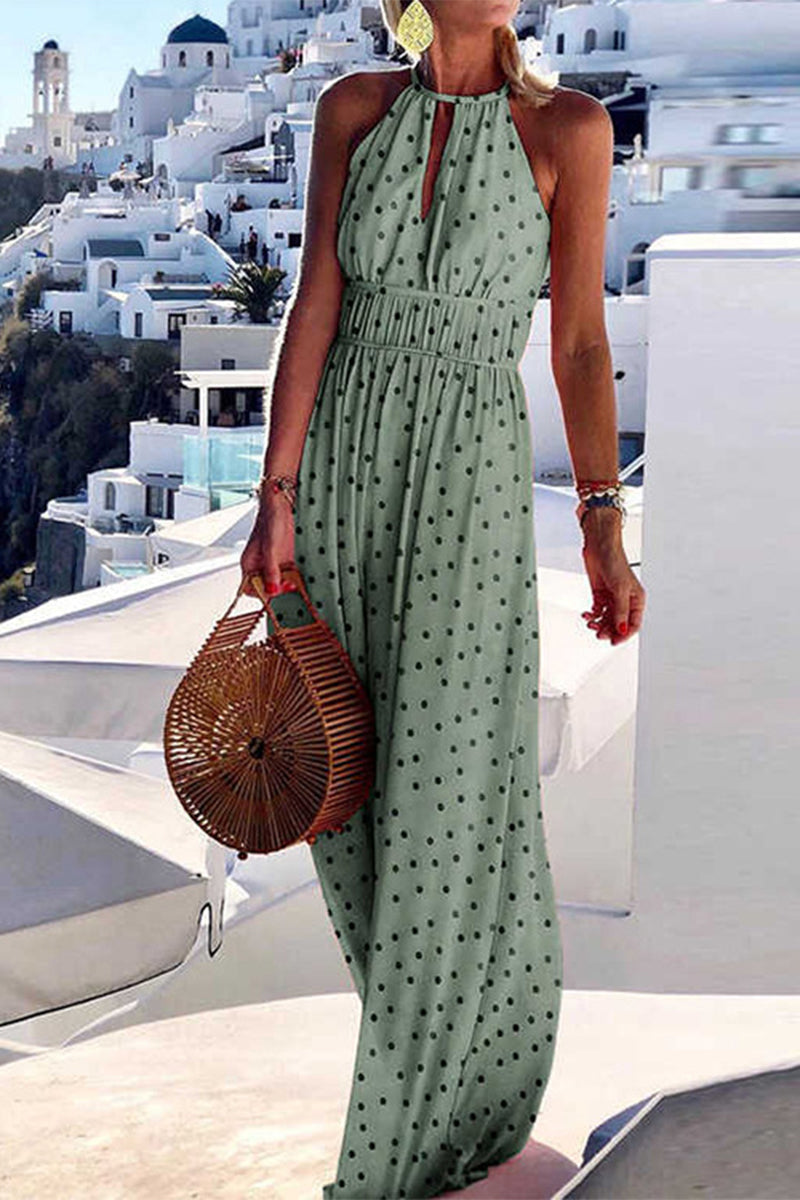 Vestidos de corte A con cuello halter y estampado geométrico urbano (4 colores)