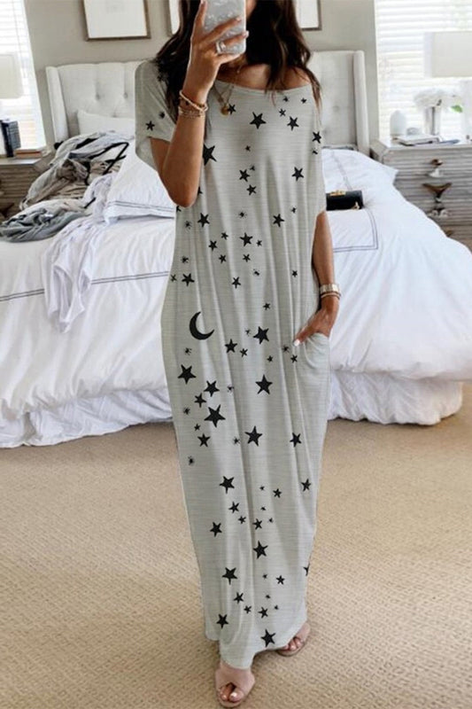 Vestidos casuales con estampado de patchwork, cuello redondo, falda de un solo paso (3 colores)