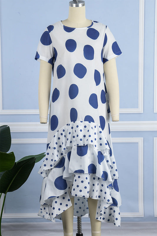 Vestido casual con estampado de patchwork de lunares (9 colores)