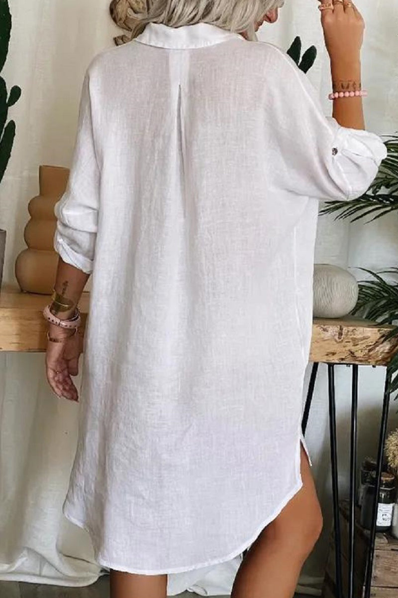 Vestido informal universitario de color liso con cuello vuelto irregular