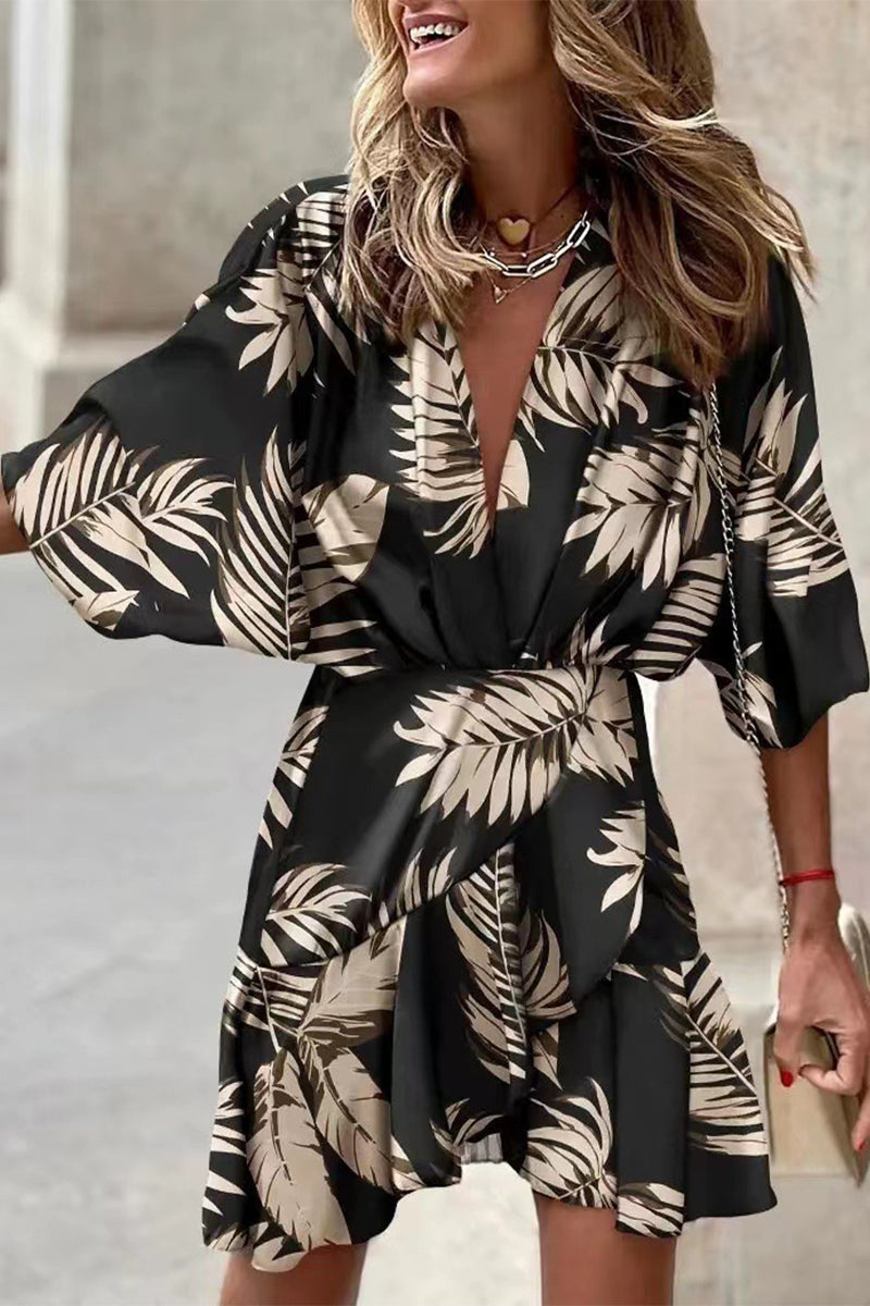 Vestido elegante con cuello en V irregular y diseño de patchwork geométrico (6 colores)