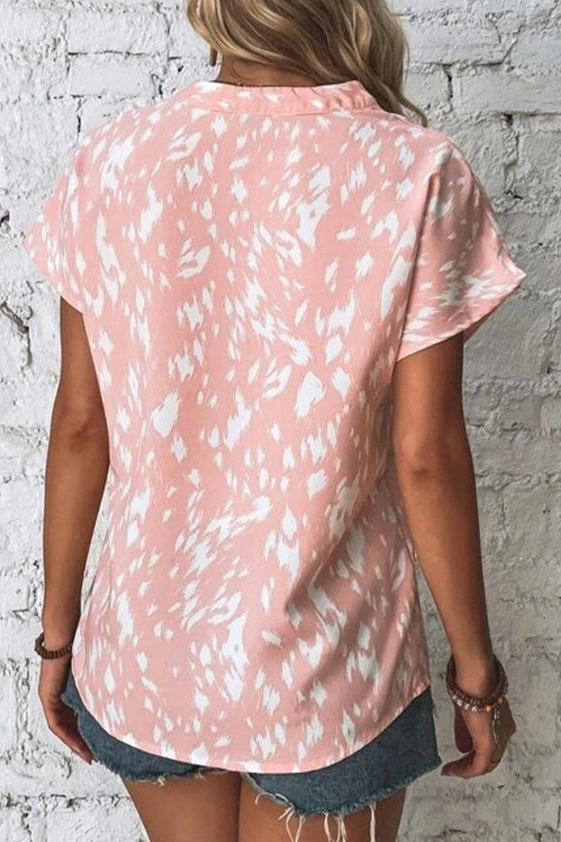 Tops casuales con cuello en V y estampado urbano de patchwork (6 colores)