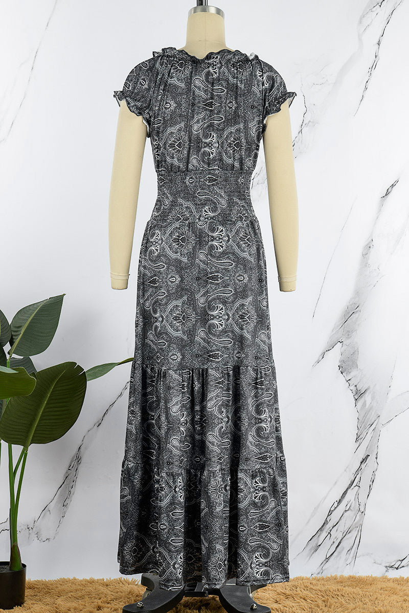 Vestidos bohemios con cuello en V, corte A y estampado universitario (6 colores)