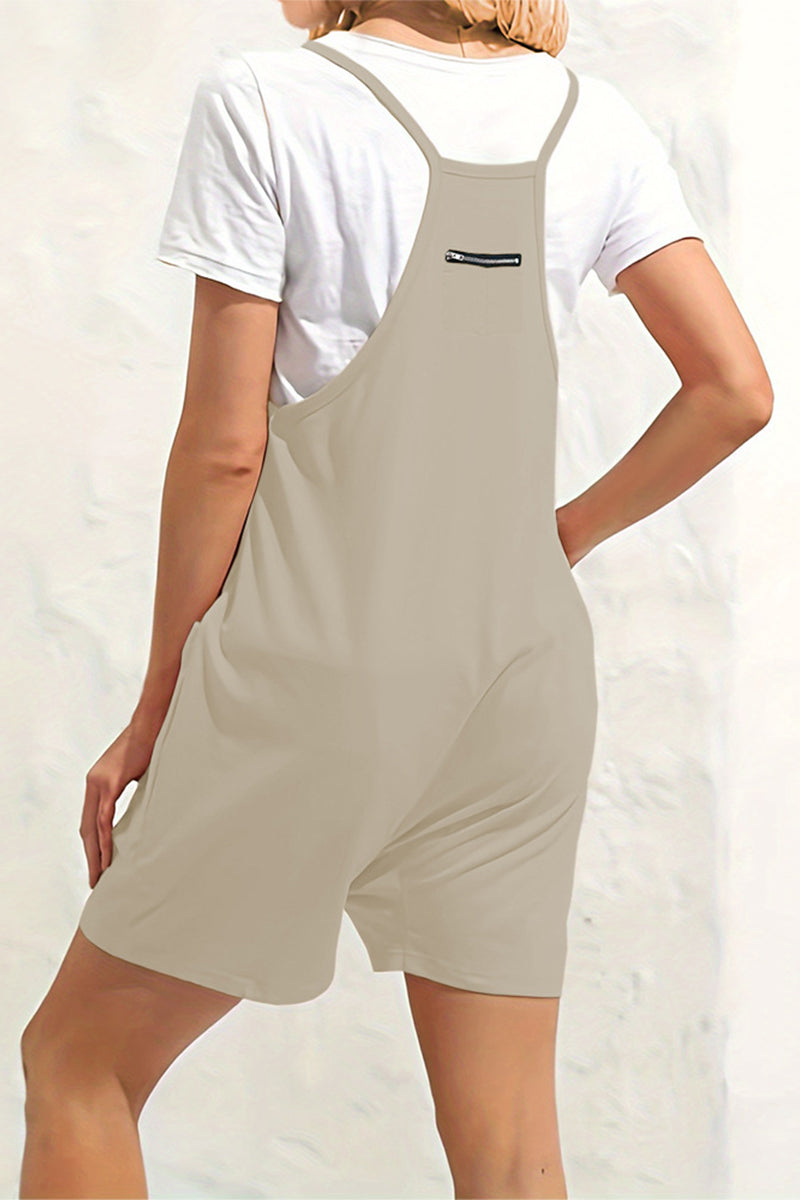 Monos holgados informales de uso diario con cuello en V y bolsillos lisos (8 colores)