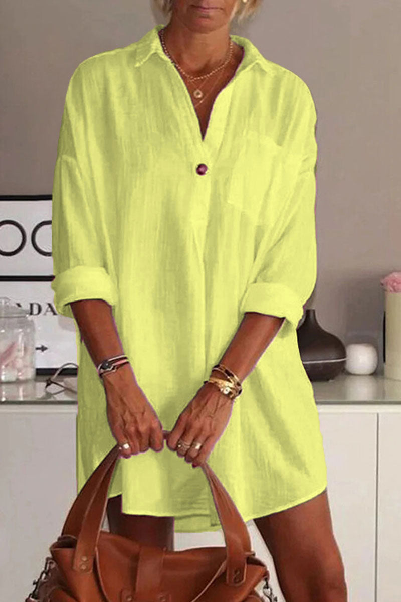 Vestidos de moda urbana con cuello vuelto, línea A (7 colores)