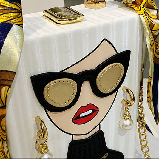 Bolsos casuales con estampado de patchwork y cadenas