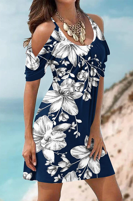 Vestido informal con estampado floral y cuello en U