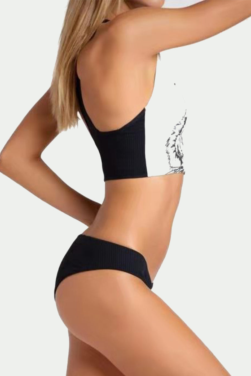 Bikini sexy con cremallera y estampado de tigre