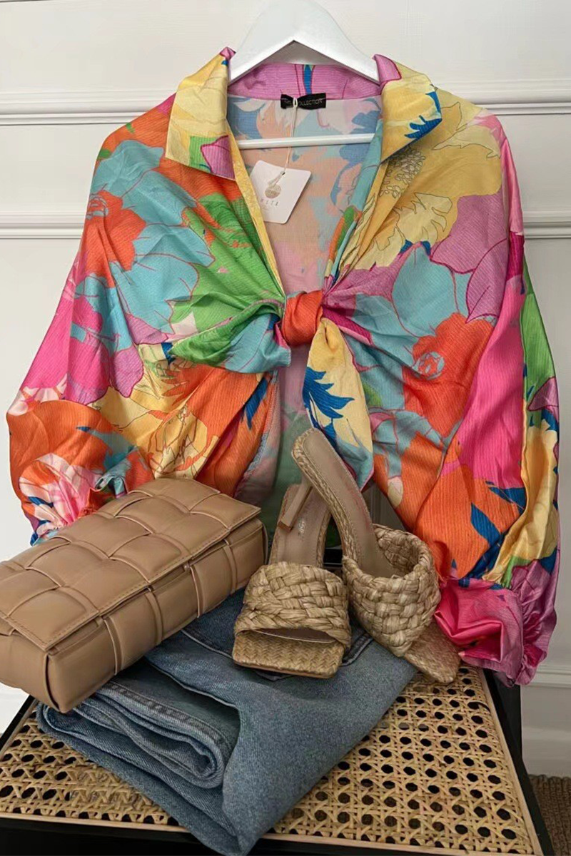 Tops casuales con cuello vuelto y estampado (4 colores)