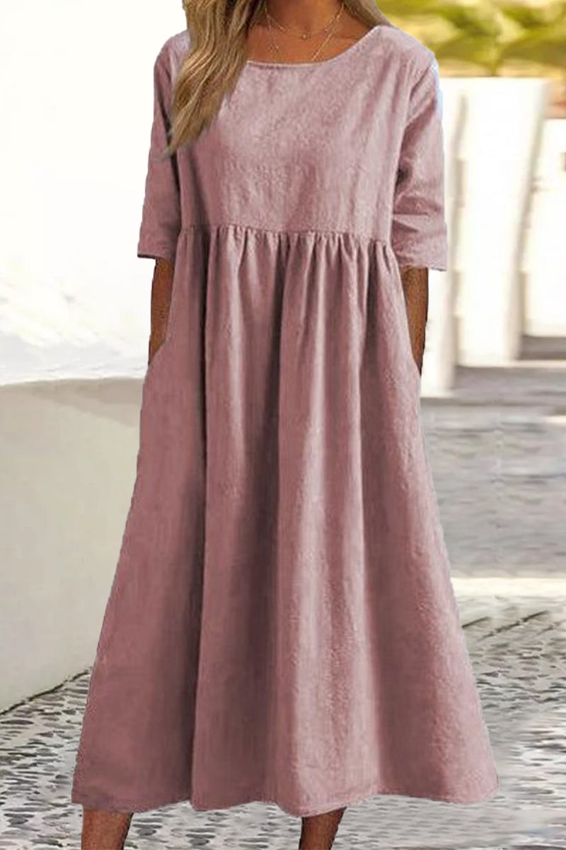 Vestido casual de algodón para mujer (9 colores)