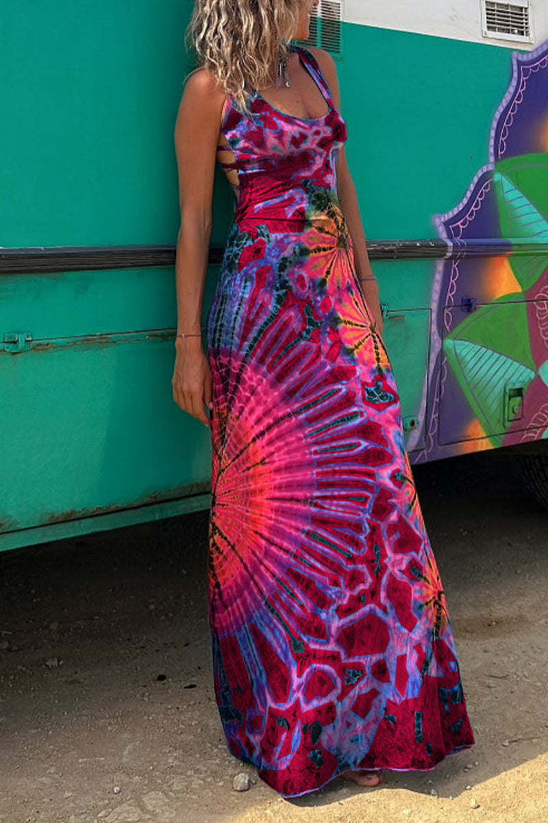 Vestidos sexis sin mangas con cuello en U y espalda descubierta con estampado universitario (4 colores)